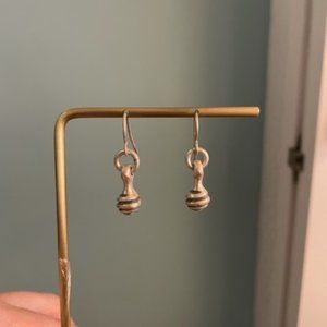 Solid Silver "honey dipper" shaped drop earrings